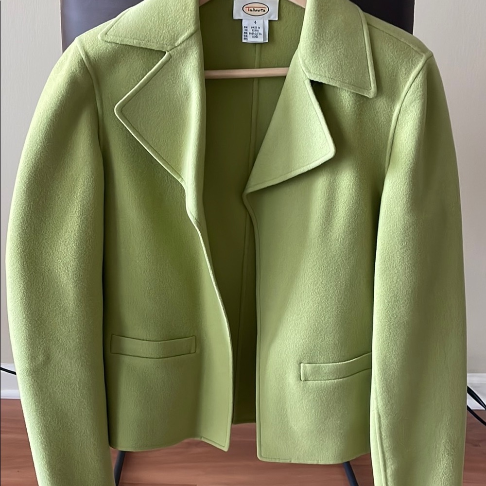 Talbots Green Blazer with Wide Notched Lapels